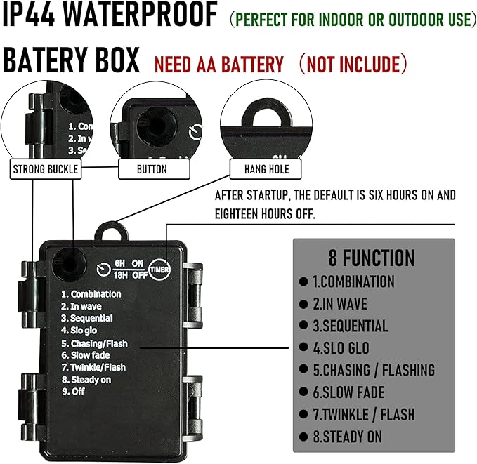 TW SHINE Battery Operated Halloween Lights, 2 Pack Total 100 LED 32 FT Orange and Purple Lights Outdoor, Waterproof Mini String Light with 8 Modes, Halloween Decorations for Indoor Patio Party Decor