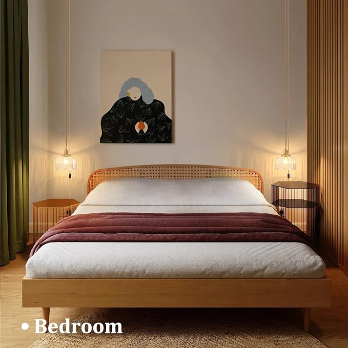 Plug in Pendant Light Hanging Light Fixture Corded On/Off Switch Brass Pendant Light with Clear Striped Glass Lampshade for Bedroom Living Room Kitchen Island