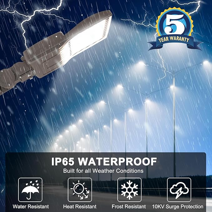 480V LED Parking Lot Lights 150W 21000LM LED Shoebox Pole Lights Fixture 400W HID/HPS Replacement 5000K IP65 AC 277-480V DLC UL Listed Outdoor Area Street Security Lighting for Stadium Roadways