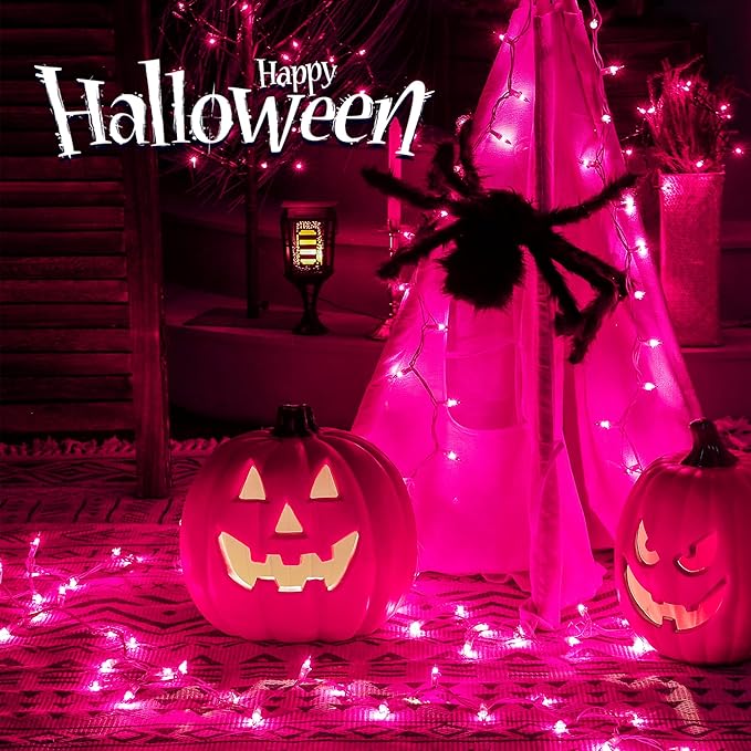 Hopolon 2PACK 50-Count Pink Purple Lights with White Wire,13ft Romantic Mini Lights, Incandescent String Lights for Halloween, Christmas Tree, Holiday, Xmas, Party Indoor & Outdoor Use(Pink Purple)