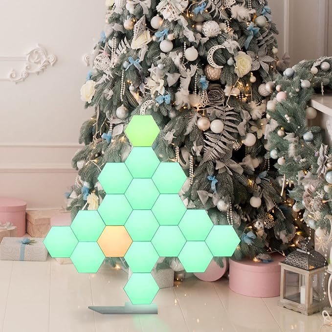 Yescom APP Control 9 Pack Smart LED Light Panels Hexagon Smarter Kit WiFi LED Table Light Kit Music Sync DIY Design Compatible with Alexa Google for Gaming TV Decor