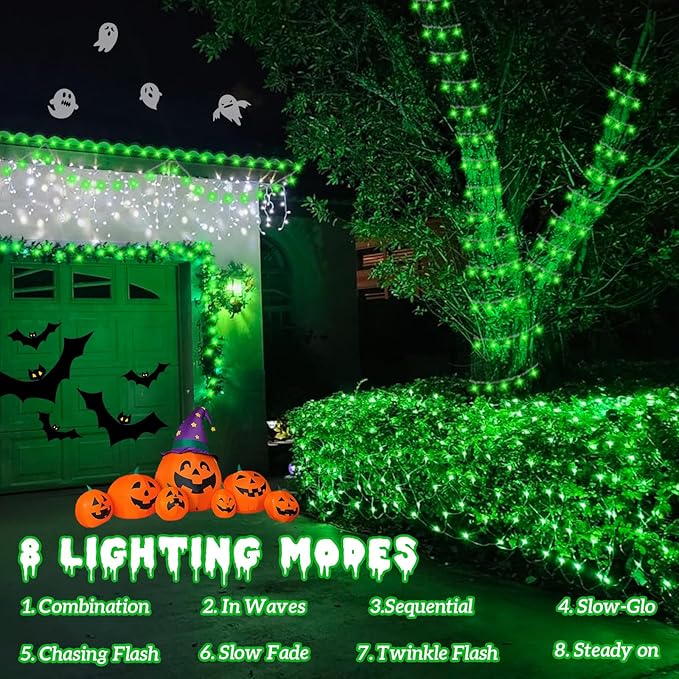 YEGUO 165ft 500 LED Christmas Lights Outdoor Waterproof, Green String Lights Indoor Plug in, 8 Modes Clear Wire for Christmas Holiday Home Tree Garden Patio Decor