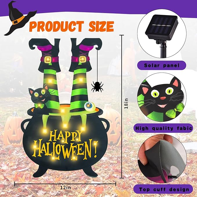 Halloween Lighted Garden Flag, Solar Welcome Ghost Yard Flag for Outside, 8 Modes Double Sided Welcome Halloween Ghost Outdoor Decorations for Home Porch