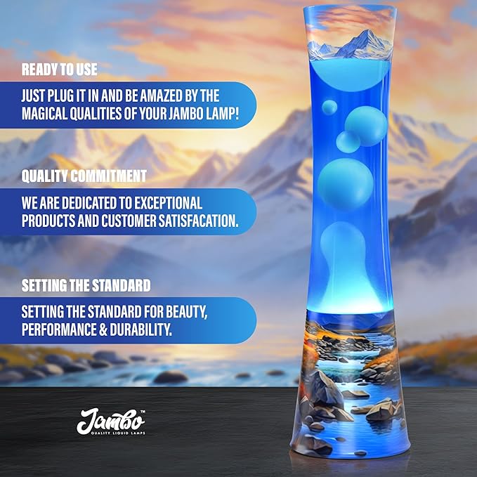 JAMBO 15.5" River Oasis Lamp, Beautiful Lamp for Living Room Office Bedroom Kitchen, Night Light Nightlight for Adults, Teens and Kids, Relaxing Liquid Motion Light, Mood Light, Home Decor