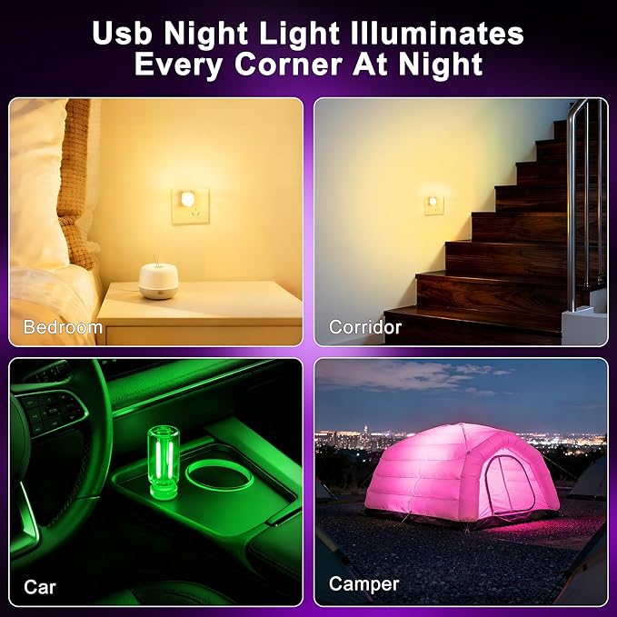 Car USB Night Light Touch Dimmable - 2-Pack Retro LED Filament Lamp for Truck Interior, Bedroom & Camping | Glass Bottle Ambiance Lighting (Green)