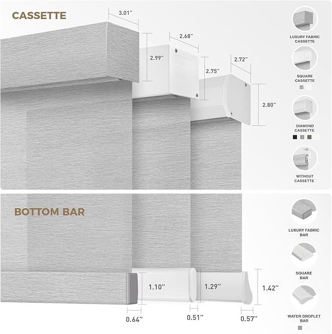 HeyBlinds Motorized Roller Shades, Smart Blinds for Windows, Remote Automatic Window Shades, Electric Shades, Light Filtering, Compatible with Alexa Google Apple Home (Light Chaser-Silver Gray LF)