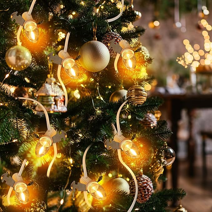 Christmas Village Lights with 10 Led Light Bulb, Snow Village Lights C7 with Clips for Christmas Halloween Cabin, for Houses Craft Decoration,Warm White
