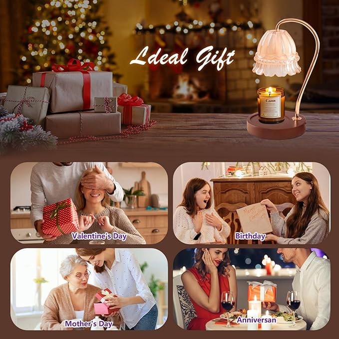 Candle Warmer Lamp with Dimmer - Electric Candle Lamp with Timer for Jar Candles Scented Candles, Plug-in Wax Warmer Lamp for Home & Office with 2 Bulb
