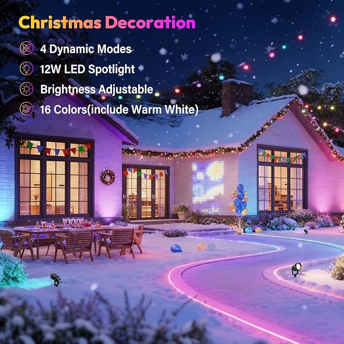 Easter Spot Lights Outdoor Color Changing Landscape Spotlights,12W RGBW LED Outdoor Spot Lights for Yard Garden Decor,Waterproof 110V Plug in Landscape Lighting with Remote,4 Packs
