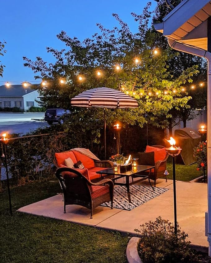GLUROO 60FT Outdoor String Lights LED, Patio Lights with 32 Bulbs Waterproof, 2700K Warm White for Outside Backyard, Yard, Gazebo, Deck, Porch