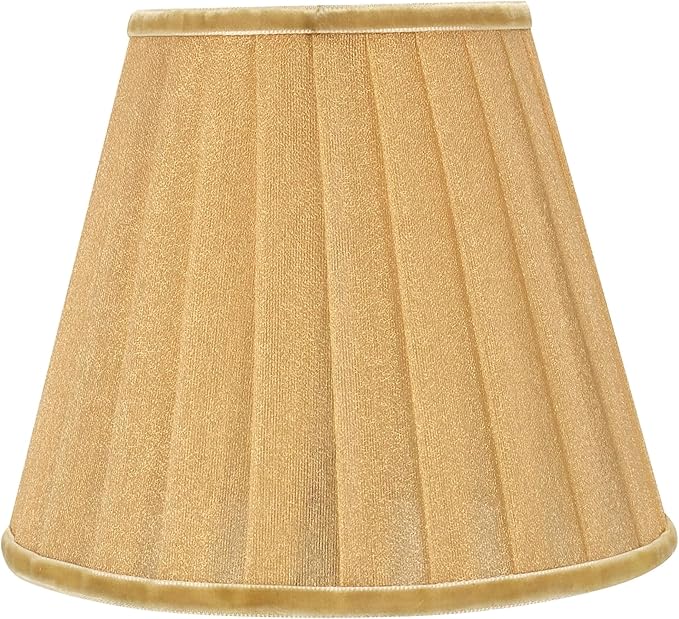 Aspen Creative 33113-2B Small Pleated Empire Shape Chandelier Clip-On Lamp Shade, Gold, 3" Top x 5" Bottom x 4-1/4" Slant, 2 Pack