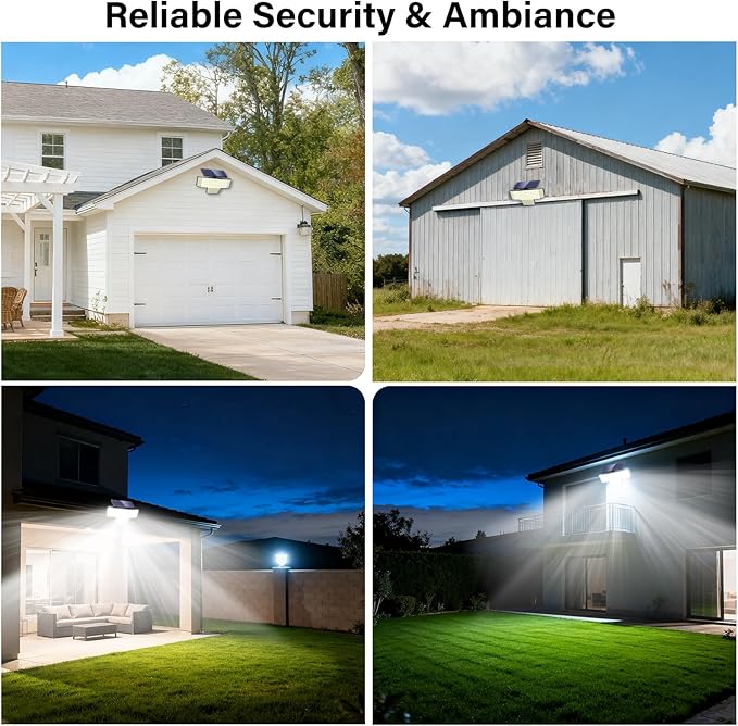 Solar Lights Outdoor, 2PACK 448 LED Wall-Mounted Flood Light, 3500LM IP65 Waterproof Solar Street Lights with Motion Sensor and Remote Control for Dusk-to-Dawn Illumination