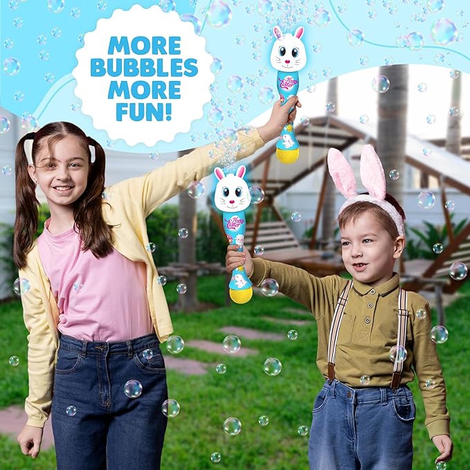 ArtCreativity Easter Bunny Bubble Wand, Easter Basket Stuffers for Toddler, 14" Light Up Automatic Bubble Maker with LED & Music, Bubbles for Kids 3+