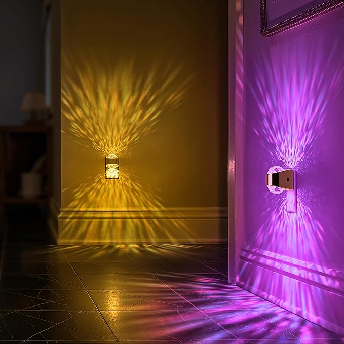 Night Lights Plug into Wall, Star Projector for Bedroom, Gold Night Light Projector for Kids, 9-Color RGB Galaxy Nightlight with Dusk to Dawn Sensor for Bathroom, Home Gaming Room Decor Gifts, 2pack