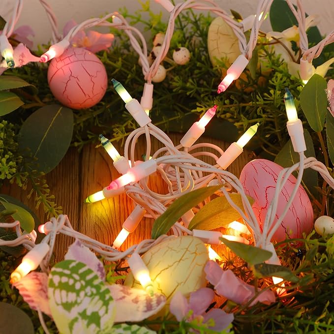 WATERGLIDE 2 Pack Easter String Lights, Christmas Lights, 50 Count White Wire Mini Pastel Fairy Lights, 120V UL Certified for Patio Wreath Garland Garden Outdoor Indoor Decoration, Multicolor