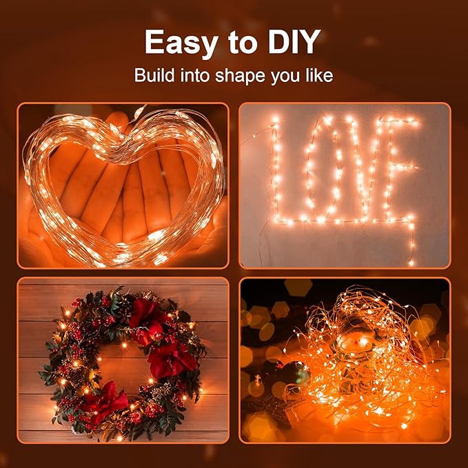 ZGWJ Fairy Lights Battery Operated, 50 Pack Twinkle String Lights 20 LED 7FT 3 Lighting Modes for Bedroom Decor, Easter, Halloween, Christmas, Party Indoor and Outdoor Decoration (Orange, 50PCS)
