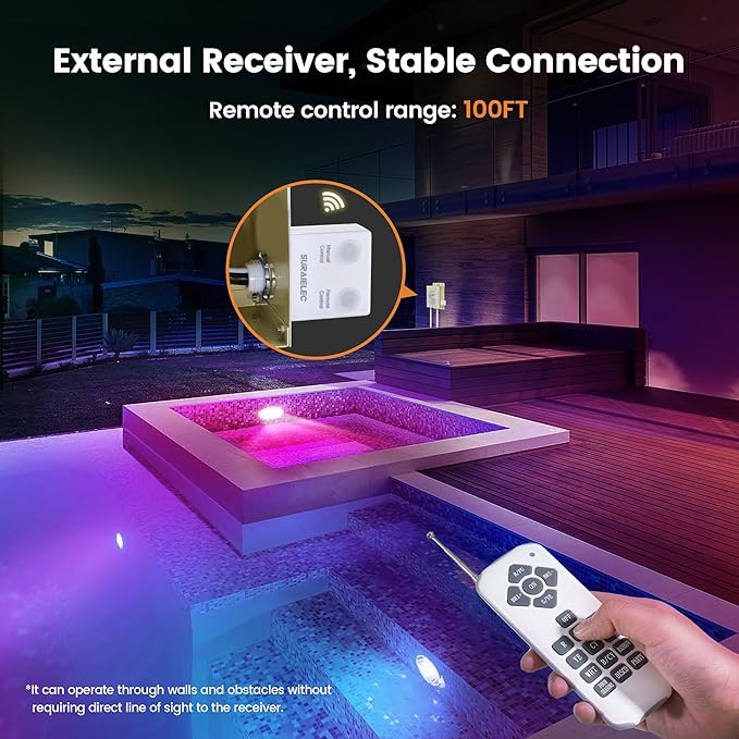 SURAIELEC 6 Inch LED Spa Lights, 12V AC Color Changing Pool Lights for Inground Pool, Underwater Spa Light with Remote Control, Fits for 6" Small Wet Niches, 15W(150W Equivalent), 50FT Cord