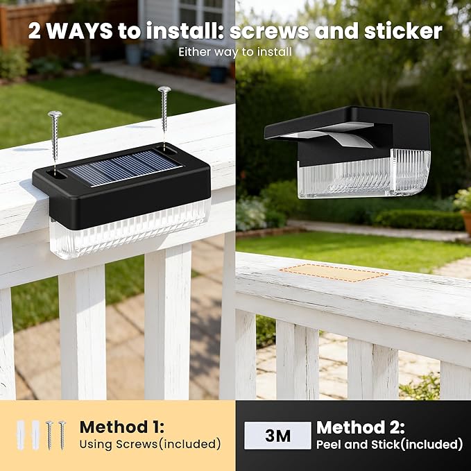 Solar Deck Lights Outdoor 20 Packs, Solar Powered LED Step Lights Waterproof Outdoor for Deck, Step, Fence, Wall, Patio, Yard, Pool, Pathway and Stairs (Warm White)