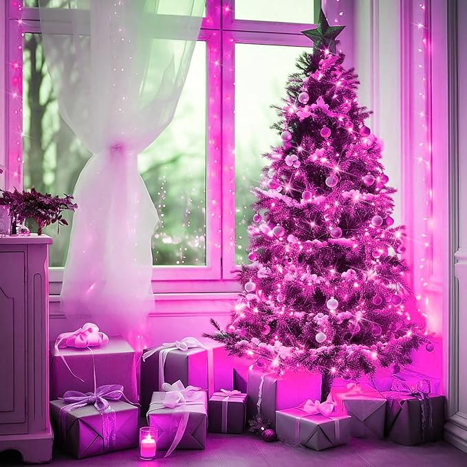 FULLBELL Room Decorations Easter Lights 33 Ft 100 LED Memorable Pink LED String Lights Tree Indoor Outdoor
