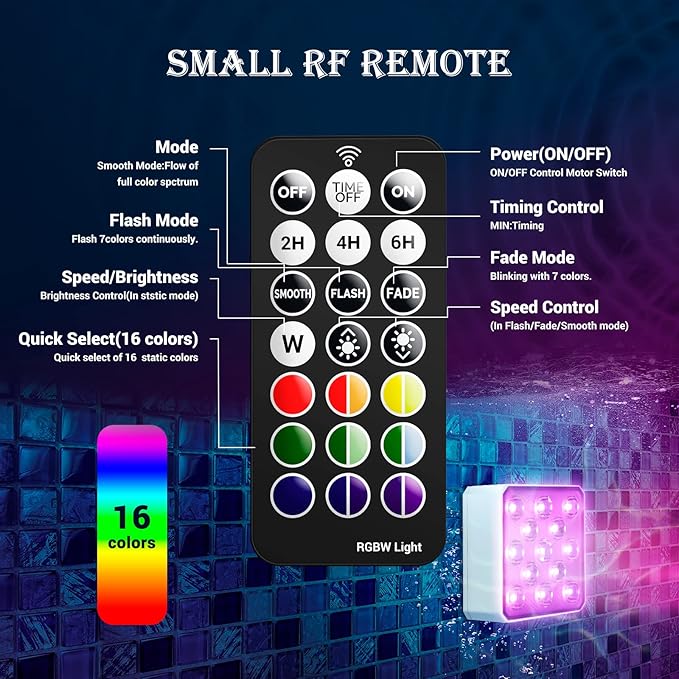 LOFTEK Submersible LED Lights with Remote Control, Rechargeable, RGB Color Change, Waterproof Light for Pool, Vase Base, Spa, Aquarium, Pond, Hot Tub, Decoration, Party (1 Pack)