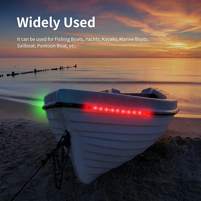 Boat Navigation Lights, Navigation Lighting For Boats Led, Marine Lighting For Night Fishing, Boat Red and Green Bow Lights, Deck Lights for Marine, Yacht, Kayak, BassBoat, Pontoon