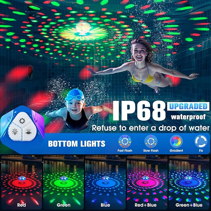 2026 Upgraded Pool Fountain,9000mah Rechargeable Floating Pool Fountain with Light Show,Above Ground Pool Water Fountain Pump with Anchor,Large Floting Fountain for Inground Pool-1PC (Dark Blue)