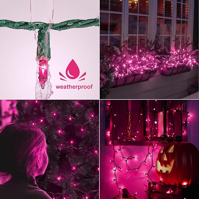 Hopolon Halloween Purple String Lights, 2PACK 50 Mini Fairy Lights Set, Green Wire 13Ft Traditional Halloween Holiday Décor for Home, Christmas Tree, Bedroom, Patio, Wedding (2pcs Purple)