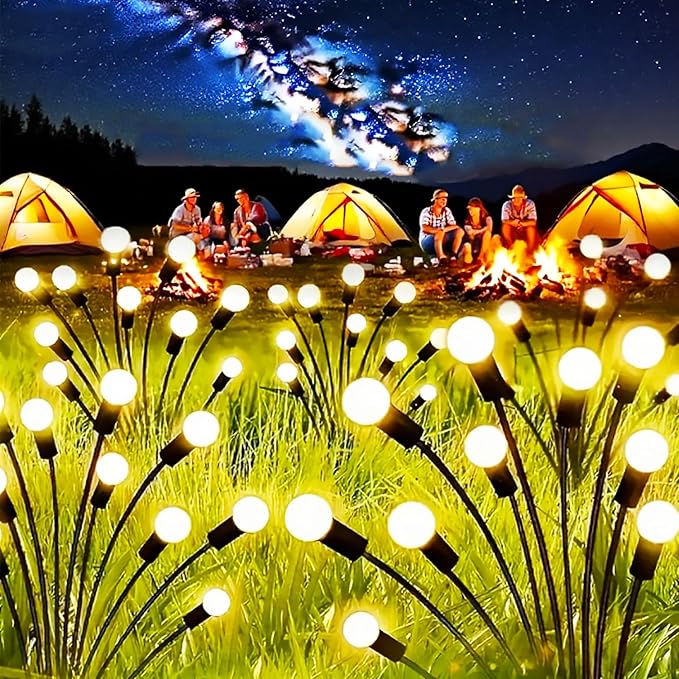 Solar Garden Lights Outdoor Waterproof Upgraded Flexible Titanium Wires Wind Swaying Firefly Lights for Patio Yard Pathway Unique Dancing Solar Decor Gifts for Women Christmas (2Pack)