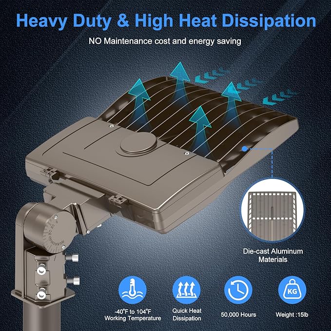 200W LED Parking Lot Light Power Adjustable, Dusk to Dawn LED Shoebox Flood Pole Light Outdoor Parking Lighting with Slip Fit 30,000LM 5000K IP65 Waterproof 100-277V DLC UL Listed