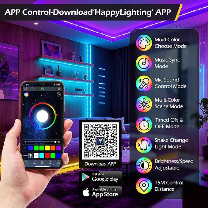 Dyna-Living 200FT RGB LED Storefront Lights for Business 400PCS 3-led 5050 SMD LED Module Light with Music Sync Mode APP Bluetooth & IR Controller IP68 Waterproof Storefront Lights