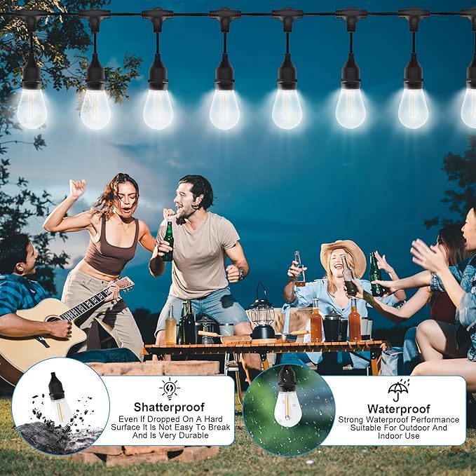 15-Pack S14 LED Replace Light Bulbs for Patio String Light Shatter-Resistant Waterproof Hanging Light Bulbs for Outdoor String Lights Base E26 (15 Per Box)