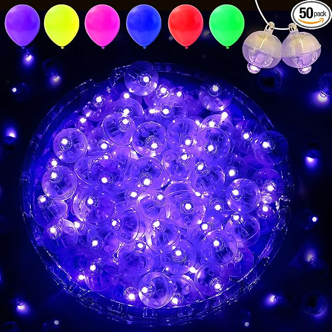 50PCs Mini Led Lights with Hook, Waterproof Round Tiny Led Light for Party Decorations Neon Party Light, Blue-Blinking Lights