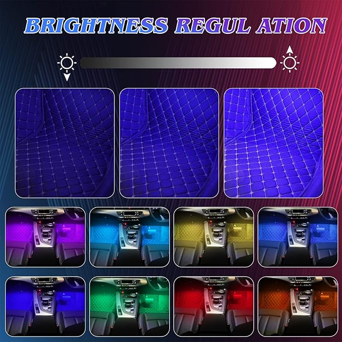 Led Interior Car Lights with Remote, Led Light RGB Rhythm Light Strip RGB Car Lights Music Rhythm car Lights (12V, 4 Lines,48 LEDs)