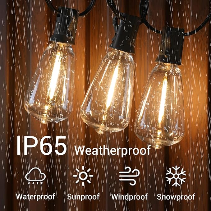 KGC ST38 LED String Light Bulbs, 1.5 Inches Shatterproof LED Replacement Bulbs for Outdoor String Lights, 0.6Watt Equvanlent to 7Watt Incandescant Bulbs, E12 Screw Base, 2700K, 50Pack