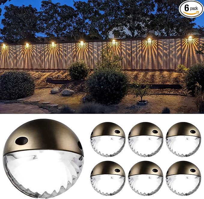LEONLITE Unique Rays LED Low Voltage Deck Lights Outdoor, 12V Landscape Step Railing Fence Light, Aluminum, 3000K Warm White, IP65 Waterproof, Landscape Deck Light for Backyard, Bronze, Pack of 6