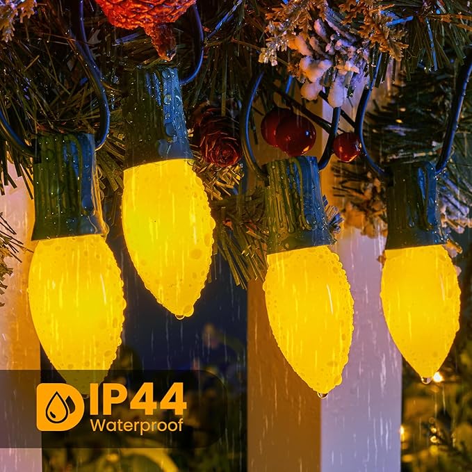 Brightown 25 Pack C9 Replacement Bulbs, Christmas C9 Incandescent Bulbs for Christmas String Lights, Christma Tree, Indoor Outdoor Holiday Decor, E17 Intermediate Base, 7 Watts, Yellow