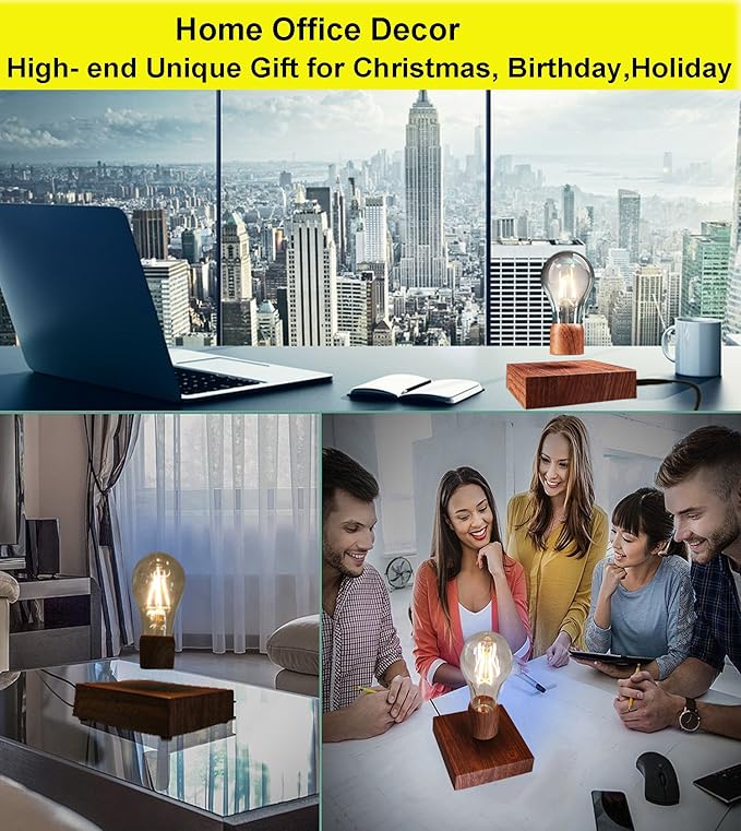 VGAzer Magnetic Levitating Floating LED Light Bulb Desk Lamp for Unique Gifts, Room Decor, Night Light, Home Office Decor Desk Tech Toys