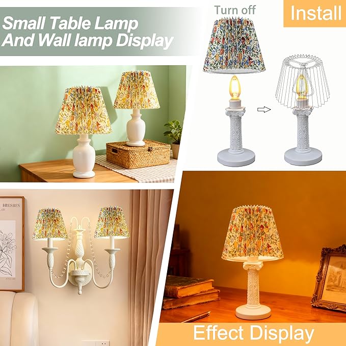 Small pleated lampshade chandelier shades set of 6. Lampshade for Wall Lamp.chandelier shades.small table lamps.For Cutting Edge bulbs.light bulb shade.chandelier light covers.4" X 5" X 6"