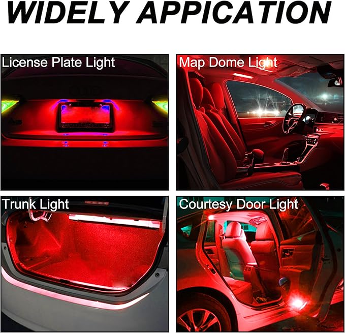 T10 194 168 Dash Instrument White LED Light Bulbs Bright Panel Gauge Cluster Dashboard LED Light Bulbs 10Pcs/Set (Red)