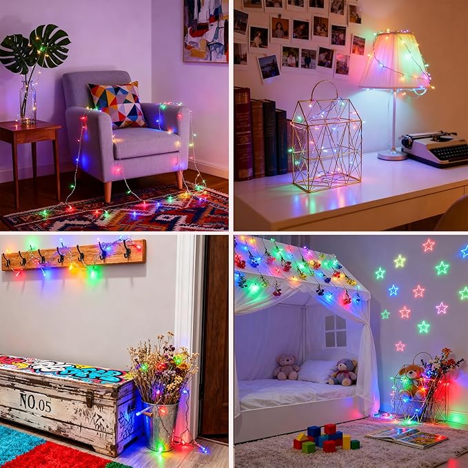 Colorful Pastel Easter Lights String Indoor Decorations, Plug in & Connectable 33ft Clear Wire with 100 Multicolored LED for Party, Garden, Home, Bedroom Christmas Tree Birthday Hanging Decor