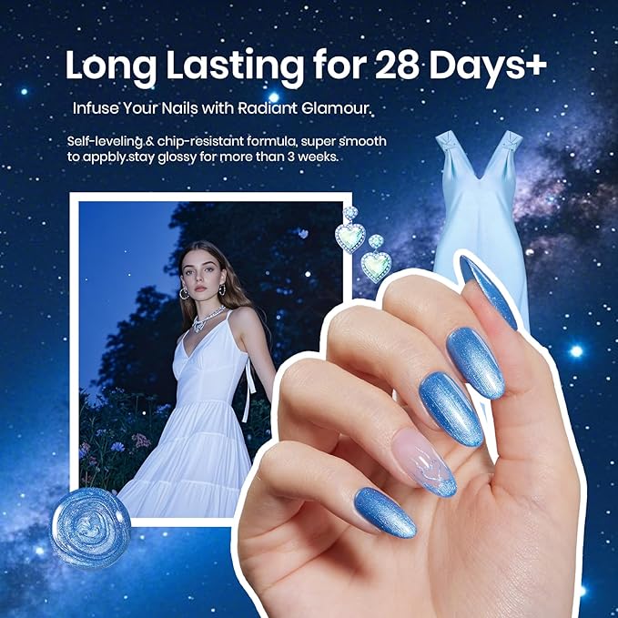 Beetles Pearl Gel Nail Polish - 15ml Blue Nail Polish Drawing Swirl Shell Thread Effect Dark Blue Gel Polish Soak Off UV & LED Cured Long-Lasting Manicure St Patrick Day Gift for women
