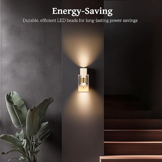 Led Night Light, Night Lights Plug into Wall Lights Plug in with 0-100LM Adjustable Brightness,3000K Nightlights with Dusk to Dawn Sensor for Bathroom Hallway Stairway 2 Pack