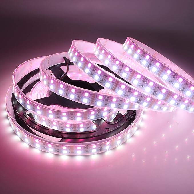 Waterproof RGBW LED Strip Lights Double Row 600LEDs SMD 5050 16.4ft Flexible Strip Lighting DC 12V RGB+Cold White Multi-Colored LED Tape Lights Waterproof IP67 Outdoor Use for Home Décor