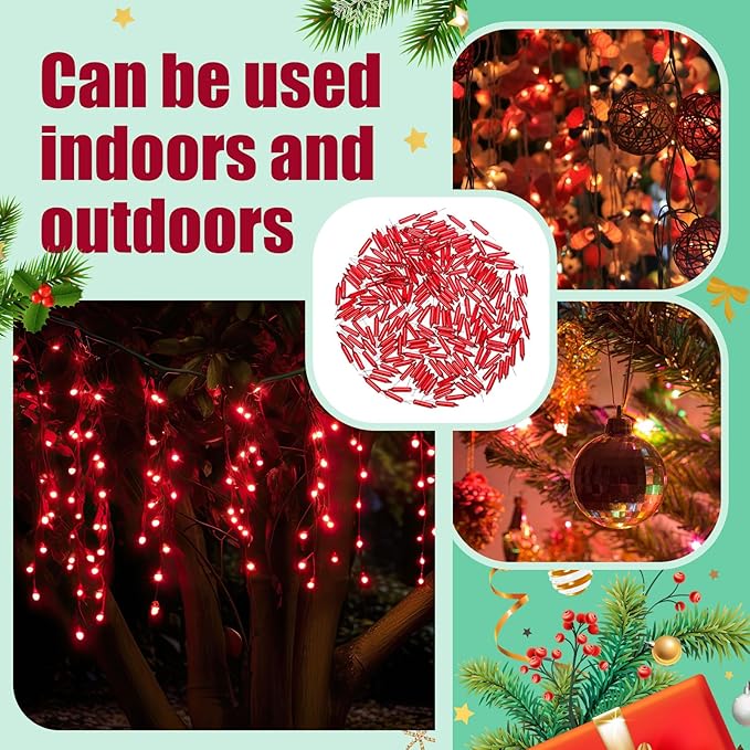 Mudder 500 Pcs Christmas Tree Replacement Light Bulbs 2.5v Christmas Light Bulbs Incandescent Xmas Decorative Replacement String Lights Outdoor Indoor(Red)