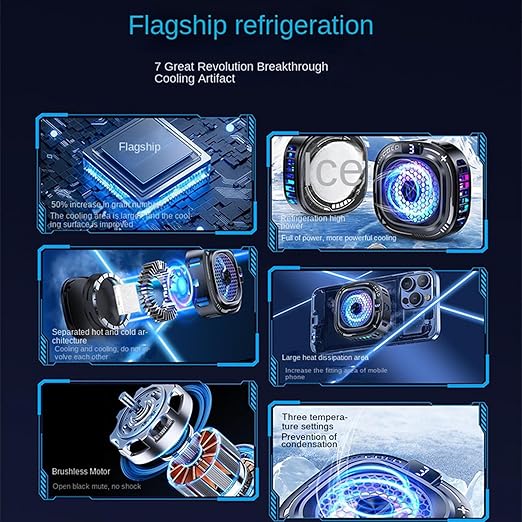 Magnetic Phone Cooler,10W Magnetic Heatsink - 3-Level Smartphone Cooling Fan with RGB Light | for Game Live Streaming Video Filming