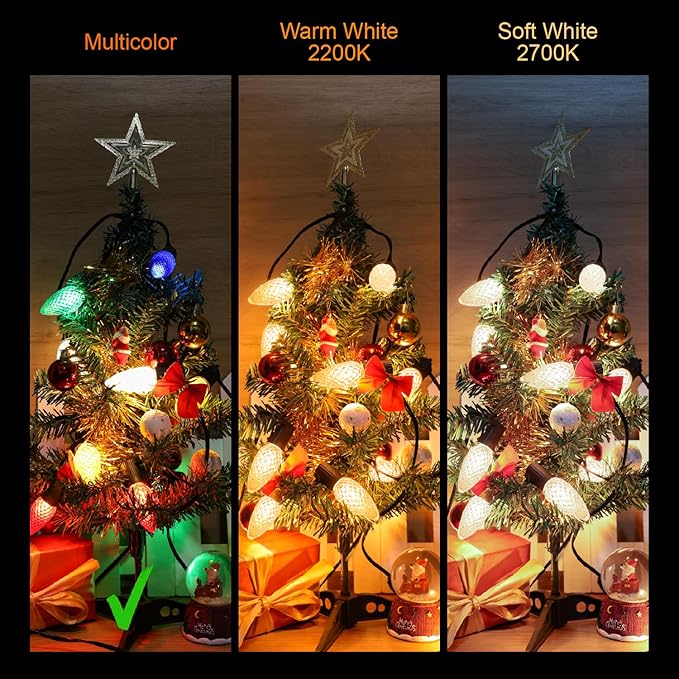 C9 LED Christmas Light Bulbs, Shatterproof & Waterproof C9 LED Replacement Bulb, Color Holiday Decor Bulbs for Indoor & Outdoor Use, E17 Base (Multicolor 50Pack)