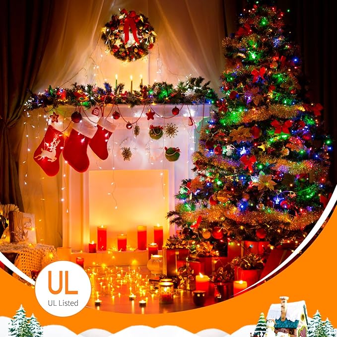 C9 LED Christmas Lights Outdoor 25FT Multicolor Christmas String Lights, Colorful Vintage Hanging Lights for Roofline Xmas Tree Patio Holiday Party Wedding Decoration