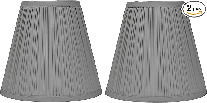 Urbanest Hardback Pleated Silk Empire Lamp Shade 5-inch by 9-inch by 8.5-inch, Set of 2, Silver