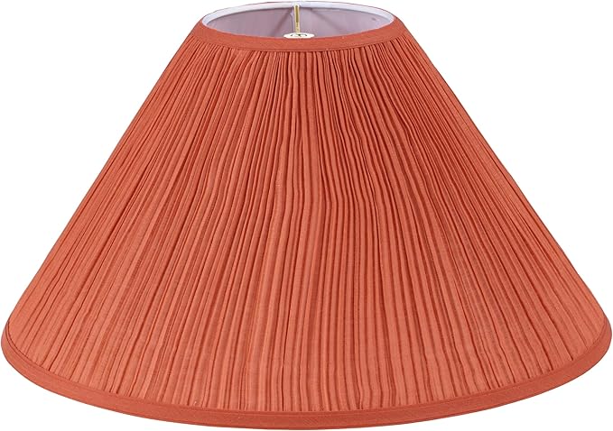 Aspen Creative 33020 Hardback Empire Spider Lamp Shade, Mushroom Pleated in Orange Red Faux Silk Fabric, 6" Top x 19" Bottom x 12" Slant Height