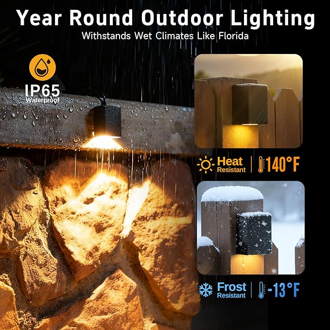 Gardenreet Low Voltage Landscape Deck Lights - Solid Brass LED Wall Light, Outdoor IP65 Waterproof Hardwired Lighting for Step Fence Handrail 2700K Warm White 3W 216LM 4 Pack